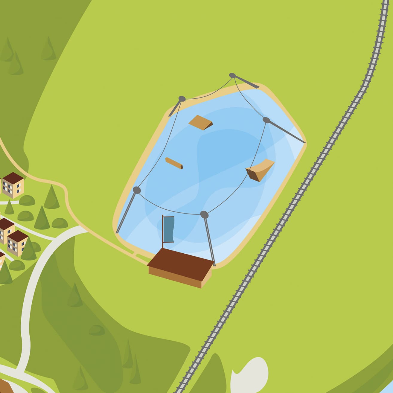 Lageplan der Wake AREA in der AREA 47 im Ötztal, Tirol