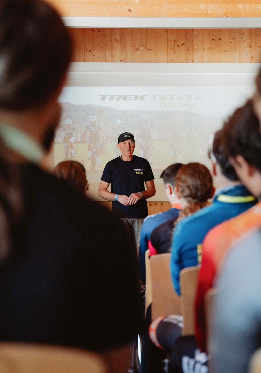Speaker at a presentation in the Meeting Lodge of AREA 47, Ötztal, Tyrol